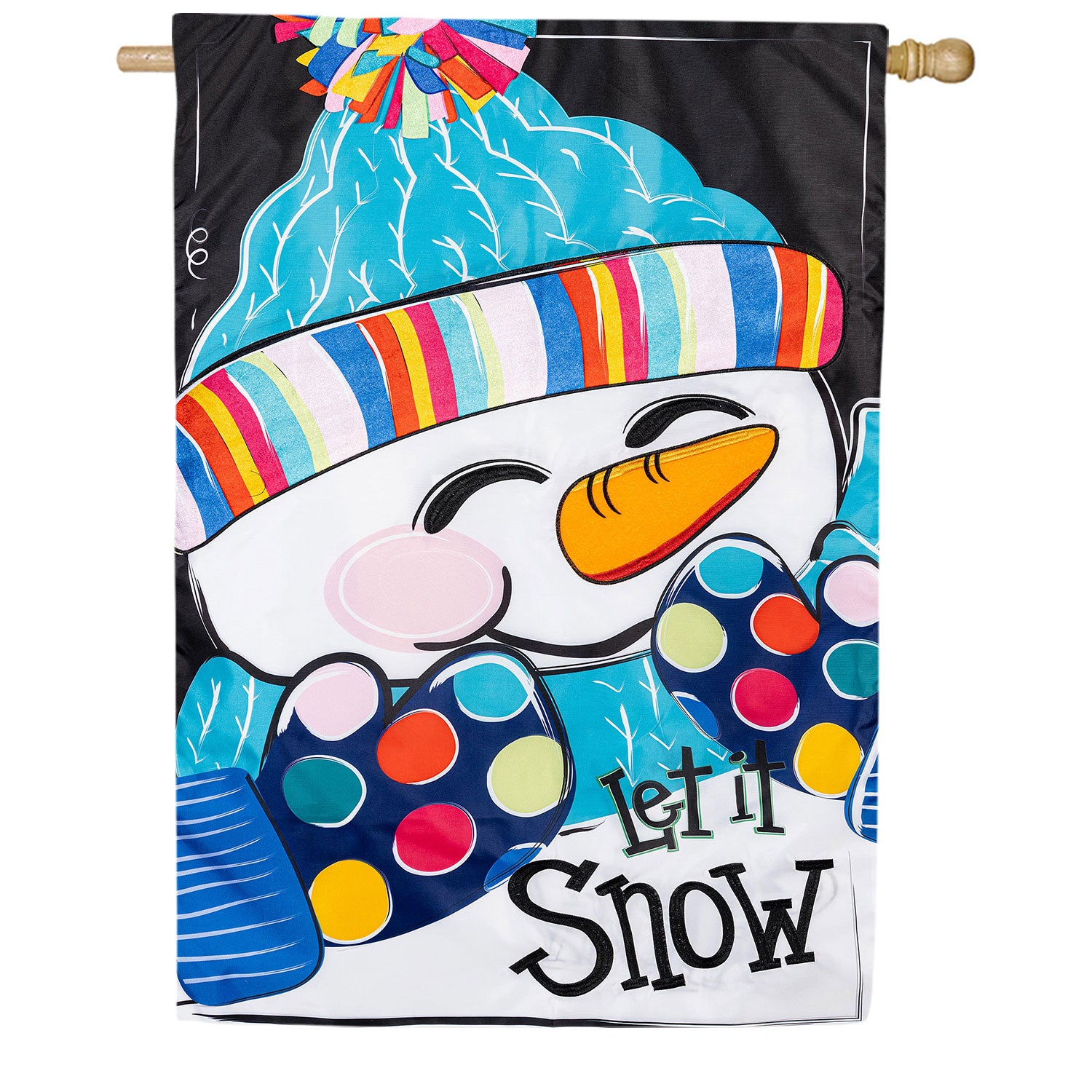 Let It Snow-Man Applique House Flag