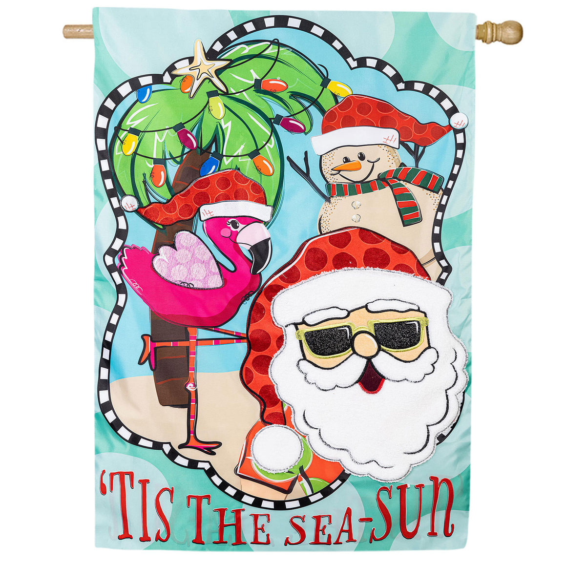 Tis The Sea-Sun Applique House Flag