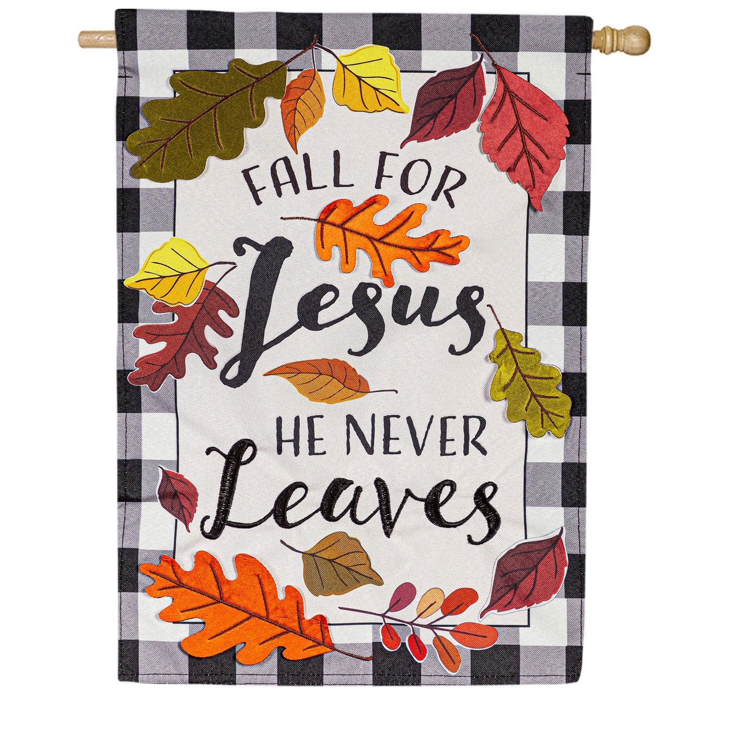Fall For Jesus Applique House Flag