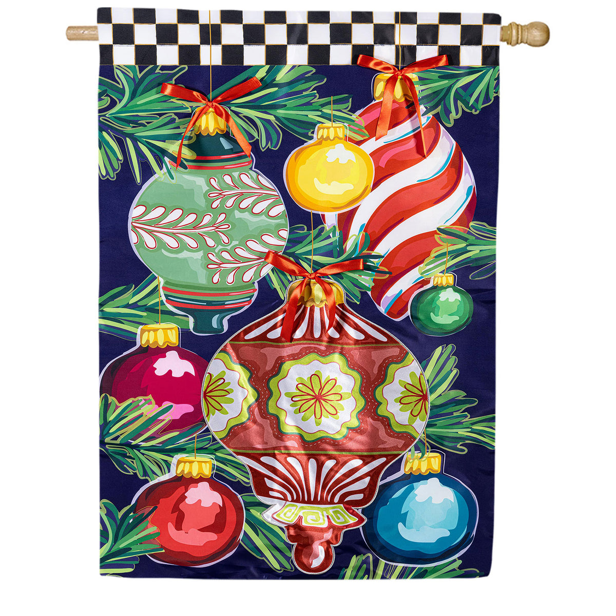 Happy Holidays Ornaments Applique House Flag
