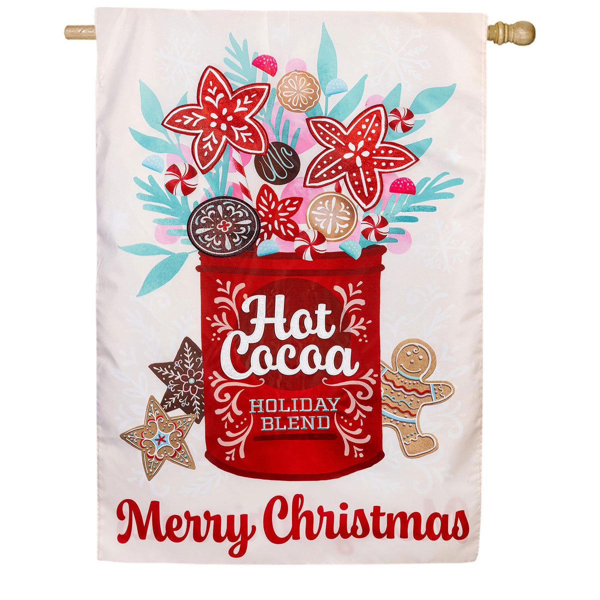 Hot Cocoa Holiday Blend Applique House Flag