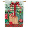 Vintage Holly Present Applique House Flag