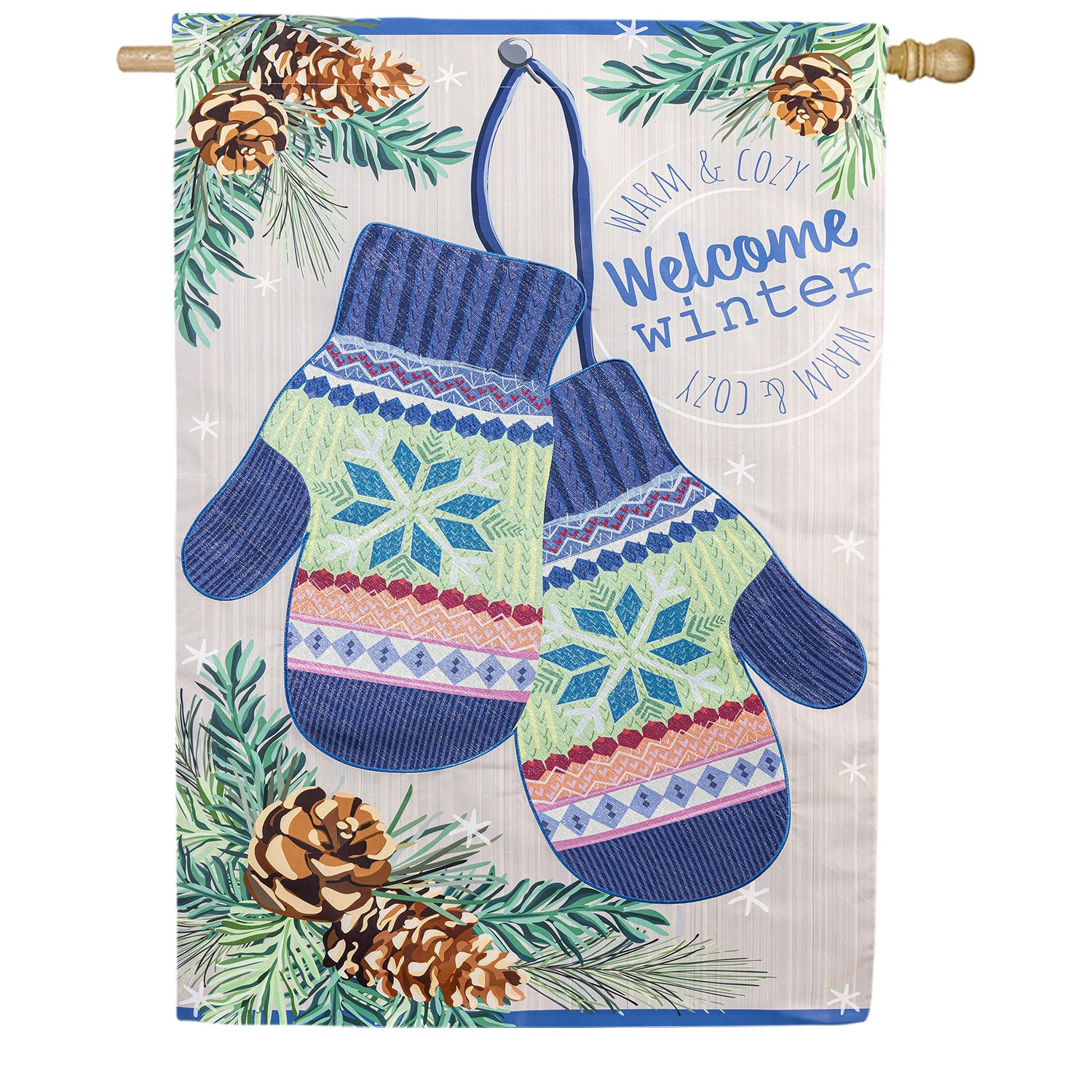 Winter Mittens Applique House Flag