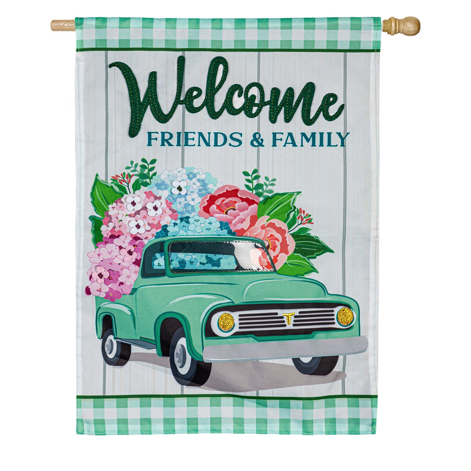 Evergreen Spring Flower Delivery Double Appliqued House Flag
