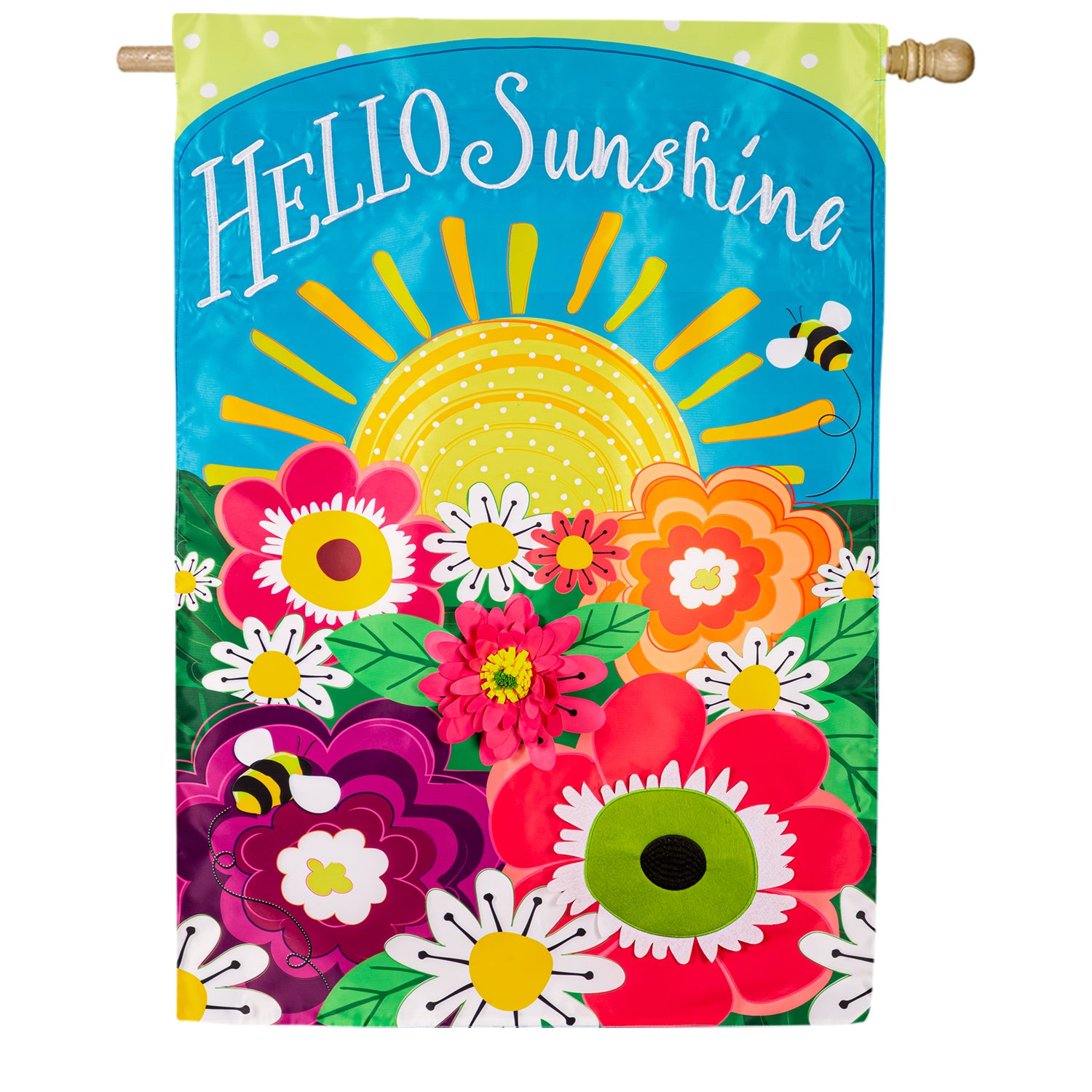 Evergreen Hello Sunshine Appliqued House Flag
