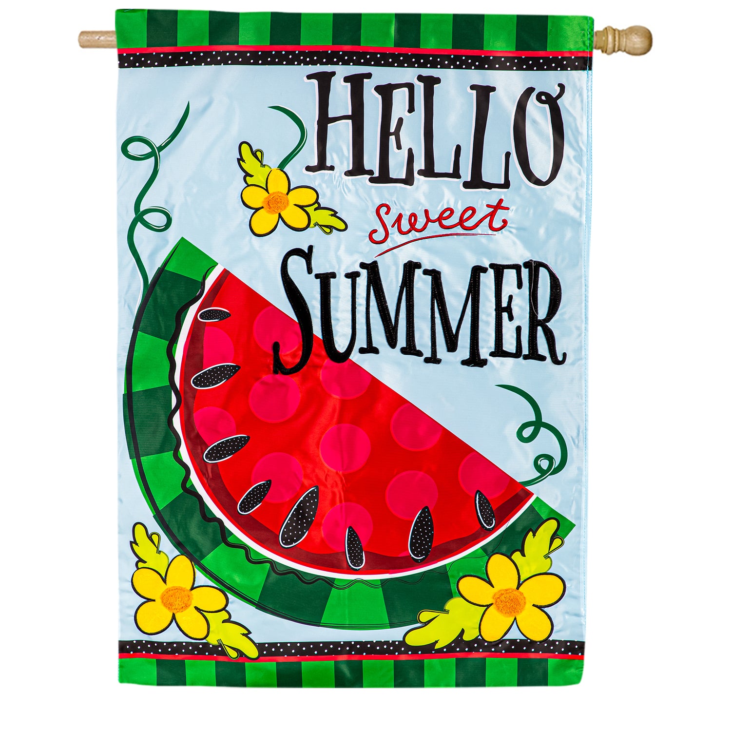 Evergreen Hello Sweet Summer Appliqued House Flag