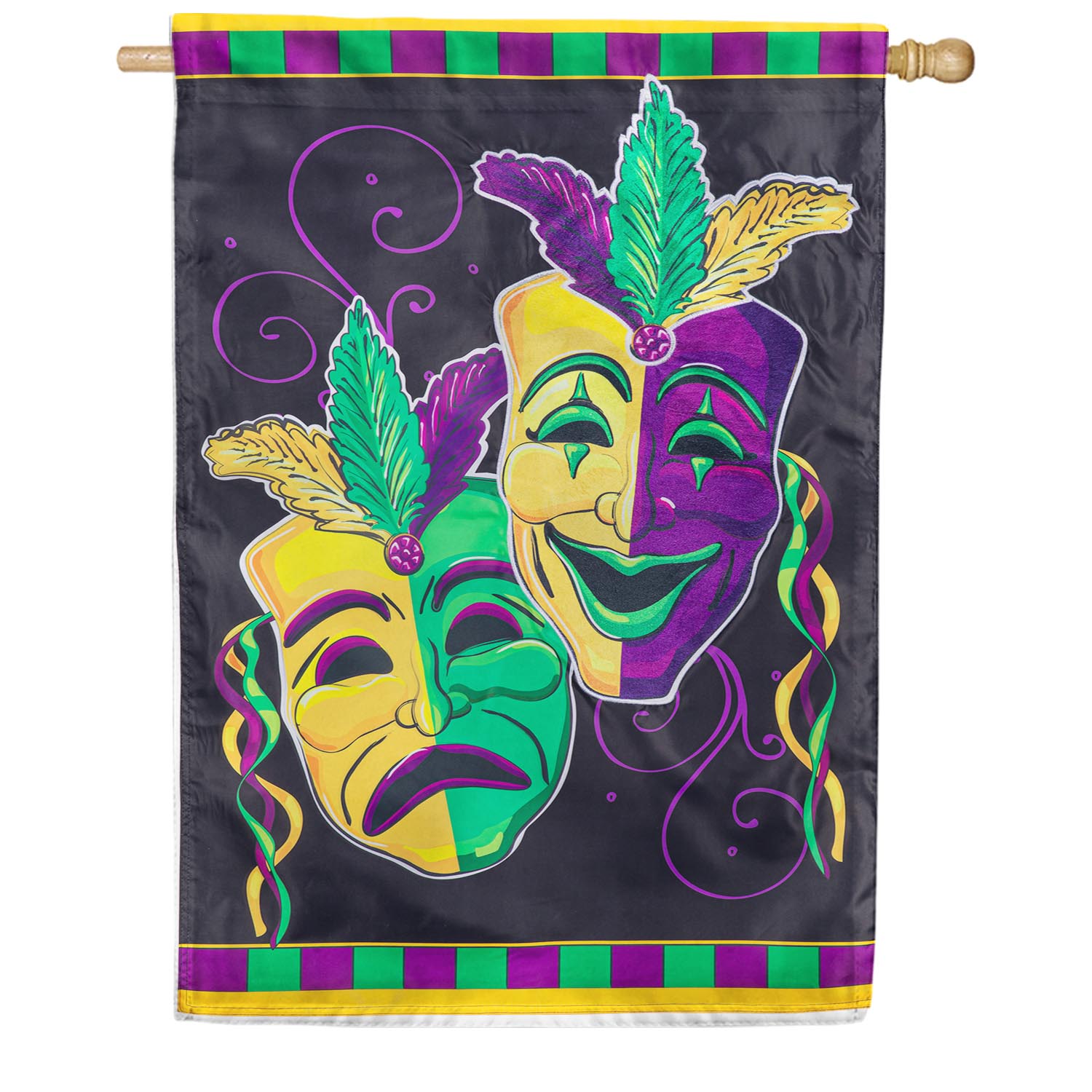 Mardi Gras Theater Masks Applique House Flag 28 x 40