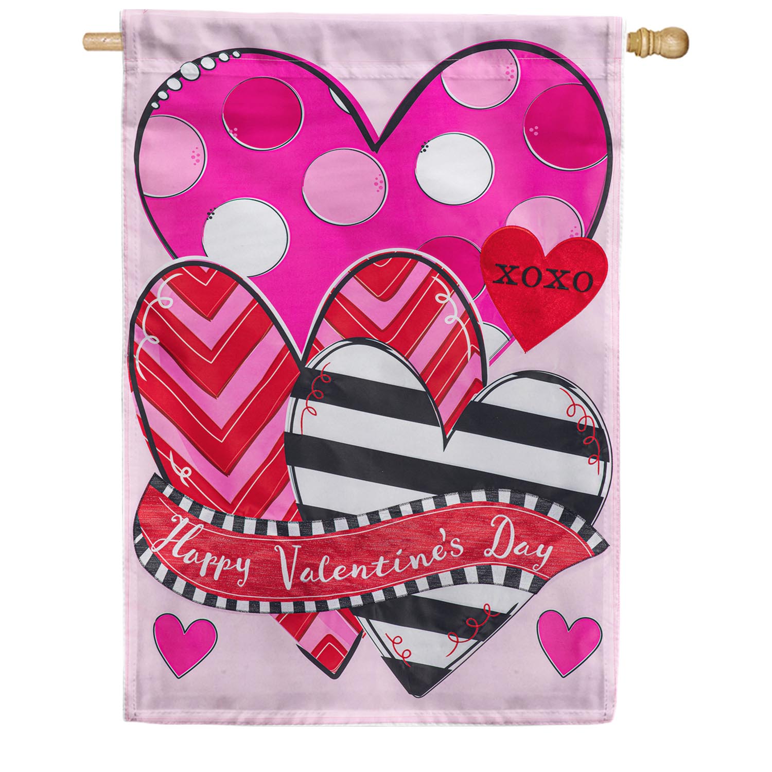 Evergreen Happy Valentine's Day Sweethearts Appliqued House Flag