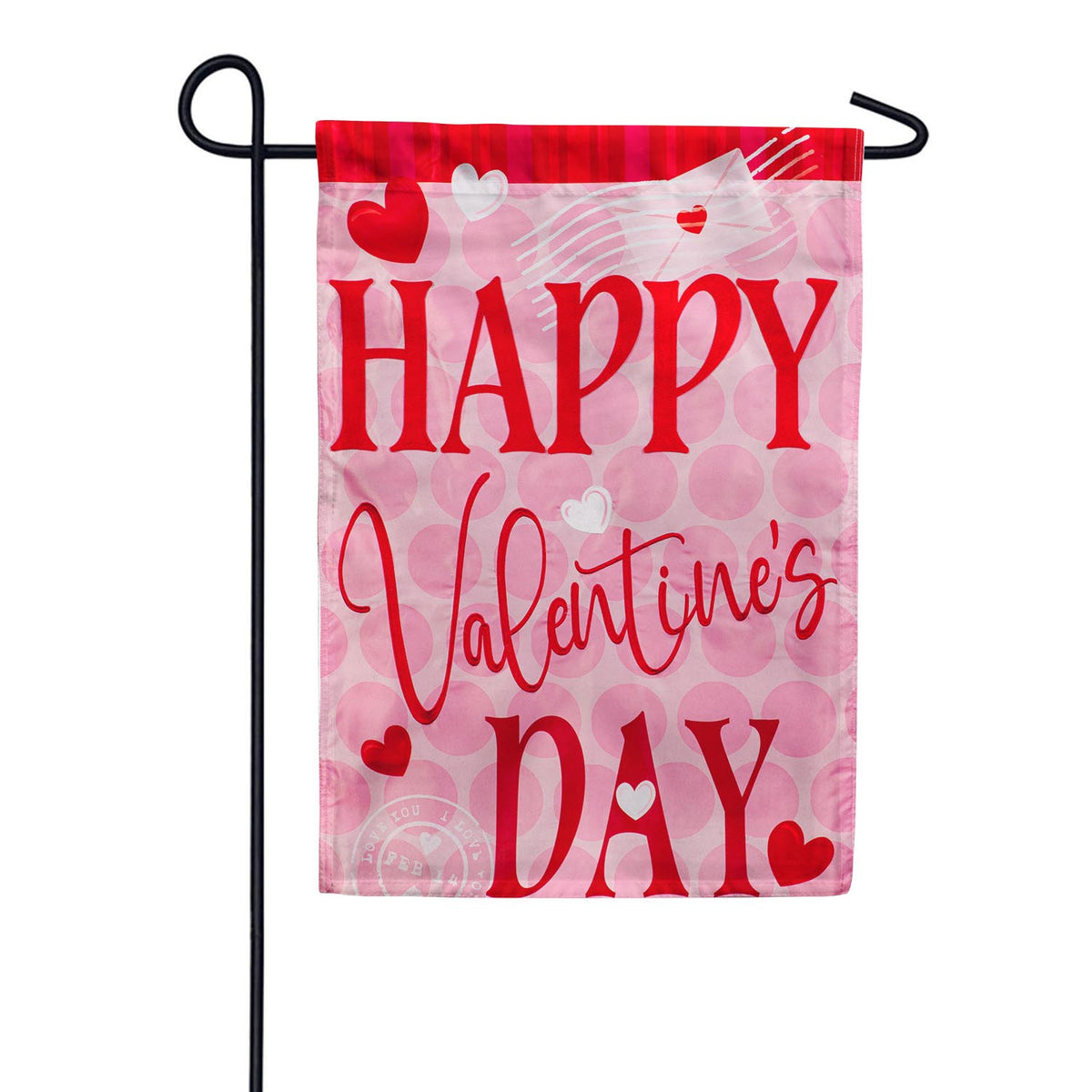 Evergreen Happy Valentine's Day Love Appliqued Garden Flag