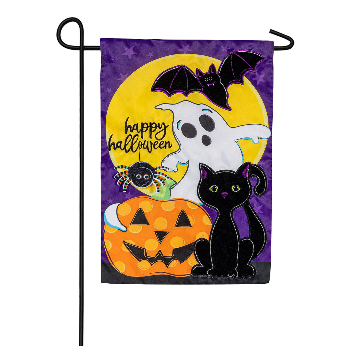 Evergreen Halloween Friends Applique Garden Flag