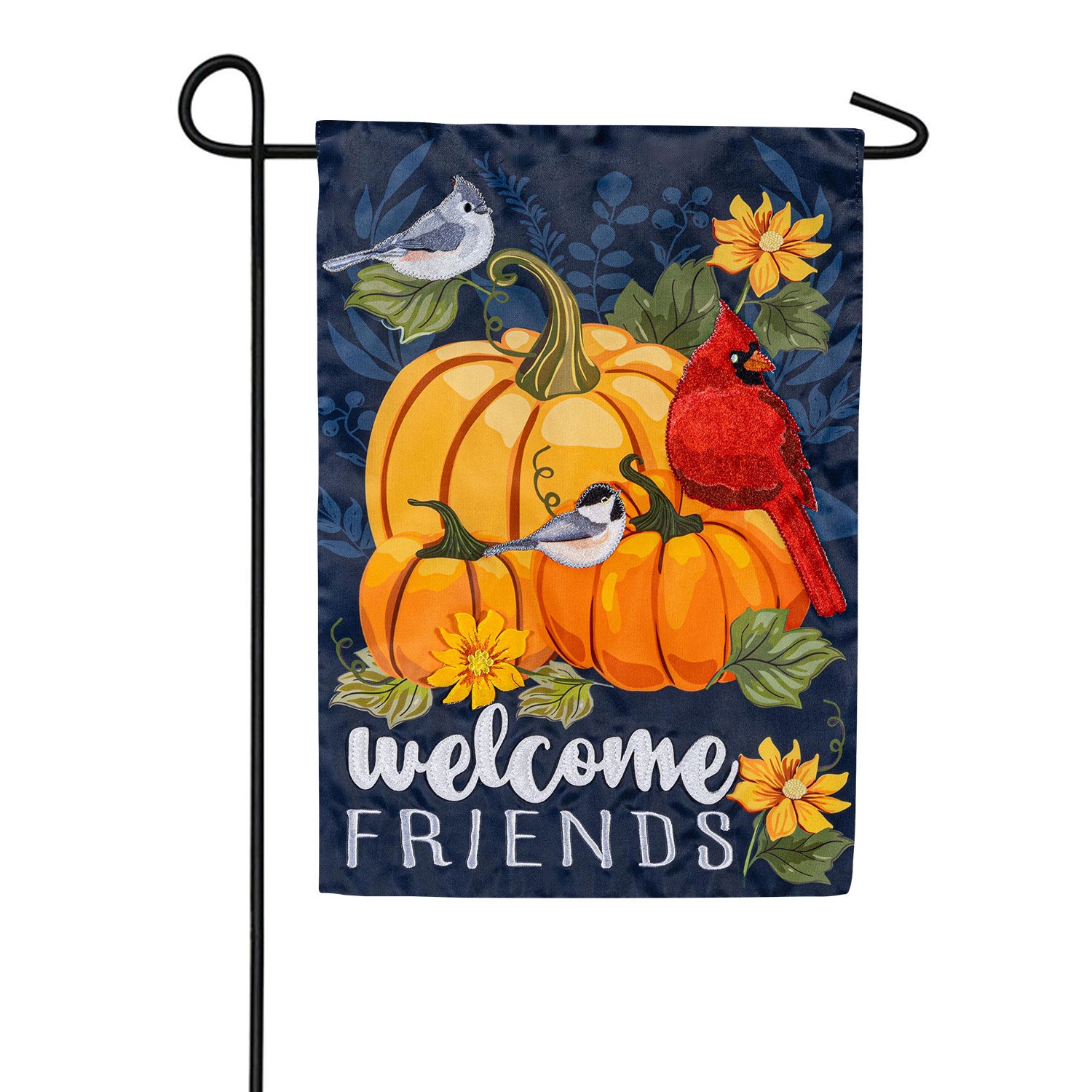 Evergreen Welcome Friends of Fall Applique Garden Flag