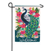 Floral Peacock Welcome Double Sided Applique Garden Flag
