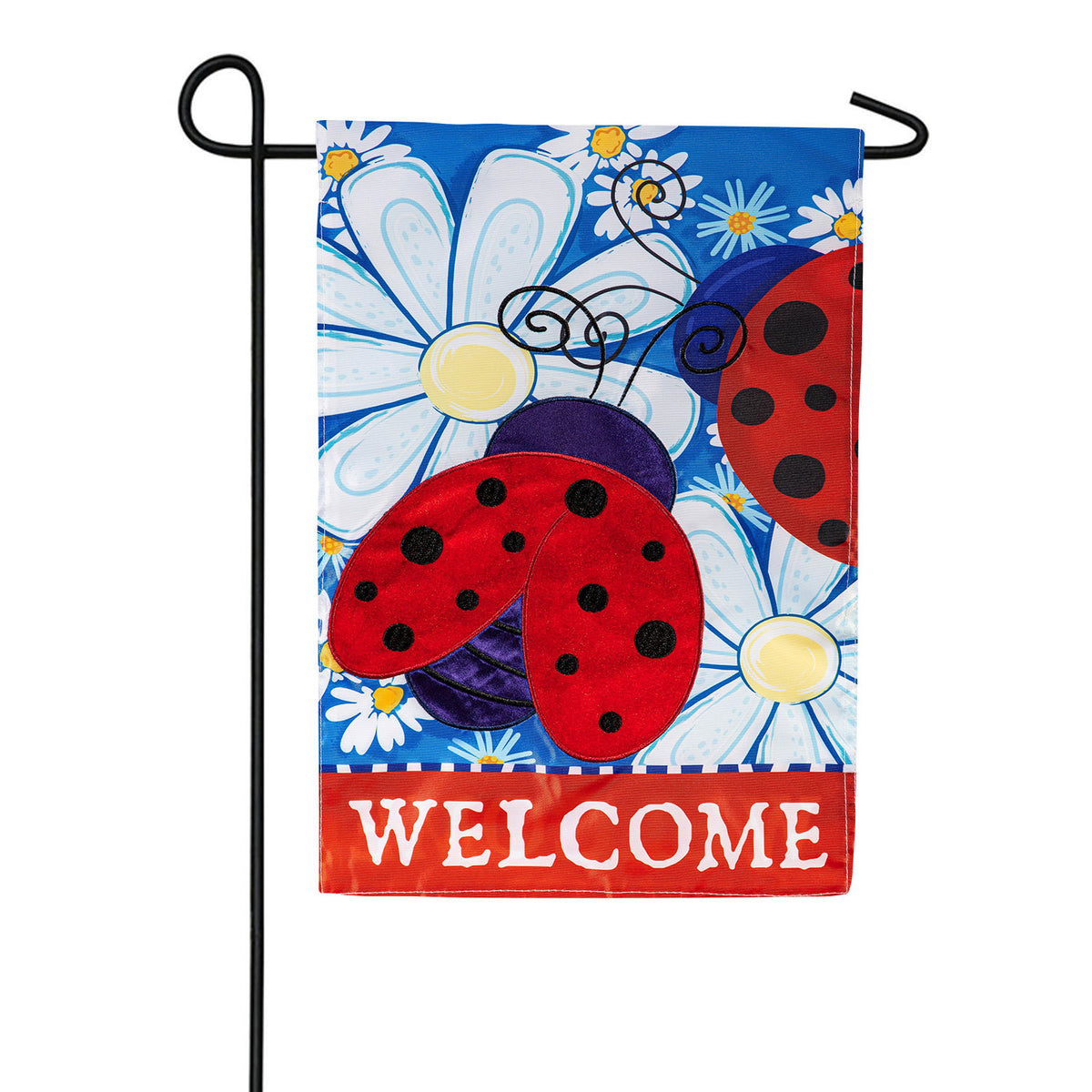 Evergreen Patriotic Ladybugs Applique Garden Flag
