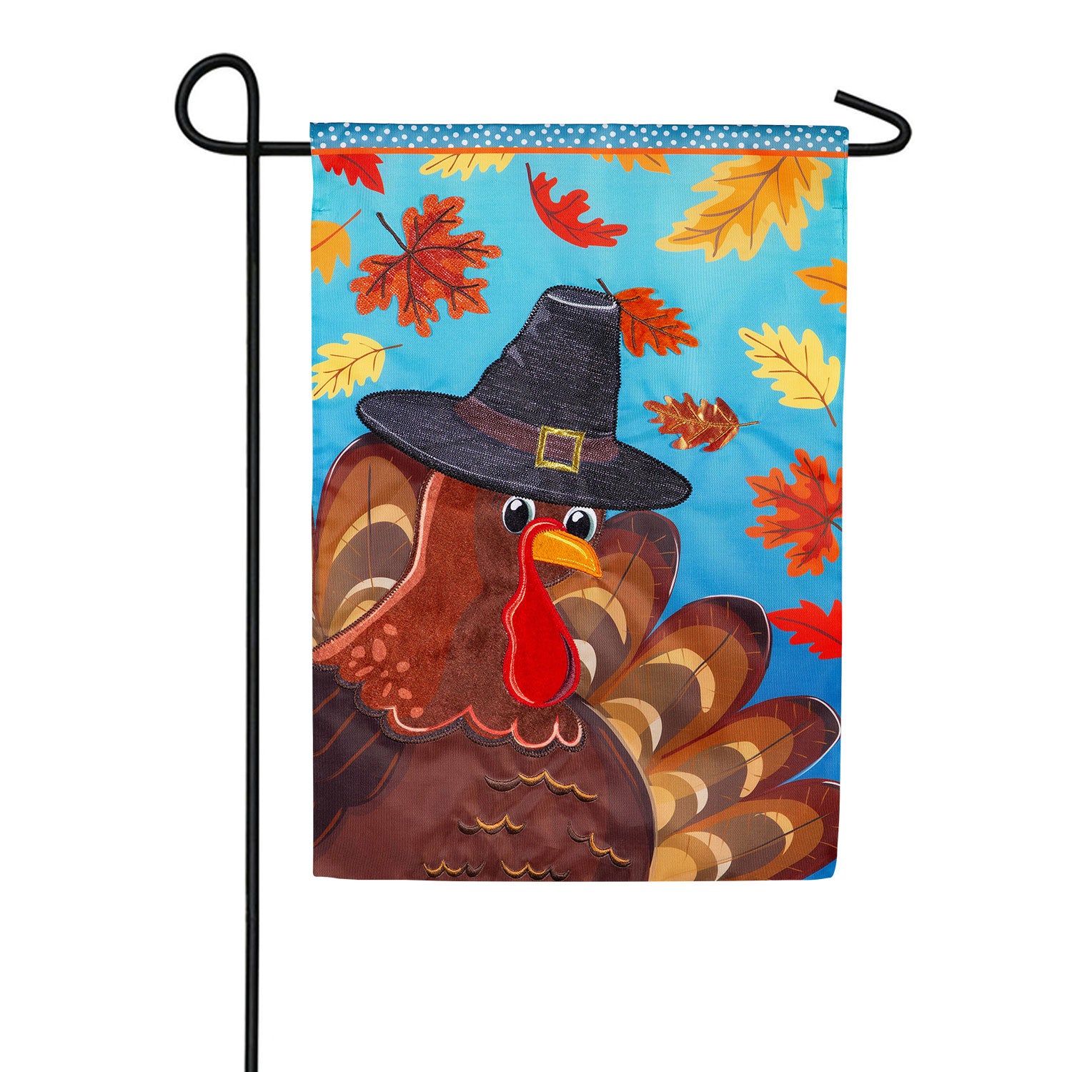 Evergreen Turkey Time Applique Garden Flag