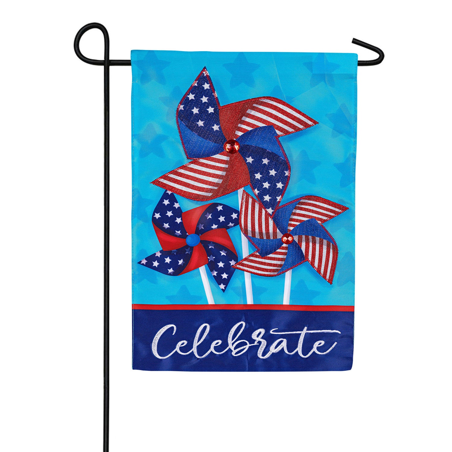 Celebrate Pinwheel Applique Garden Flag