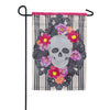 Happy Skull Floral Applique Garden Flag