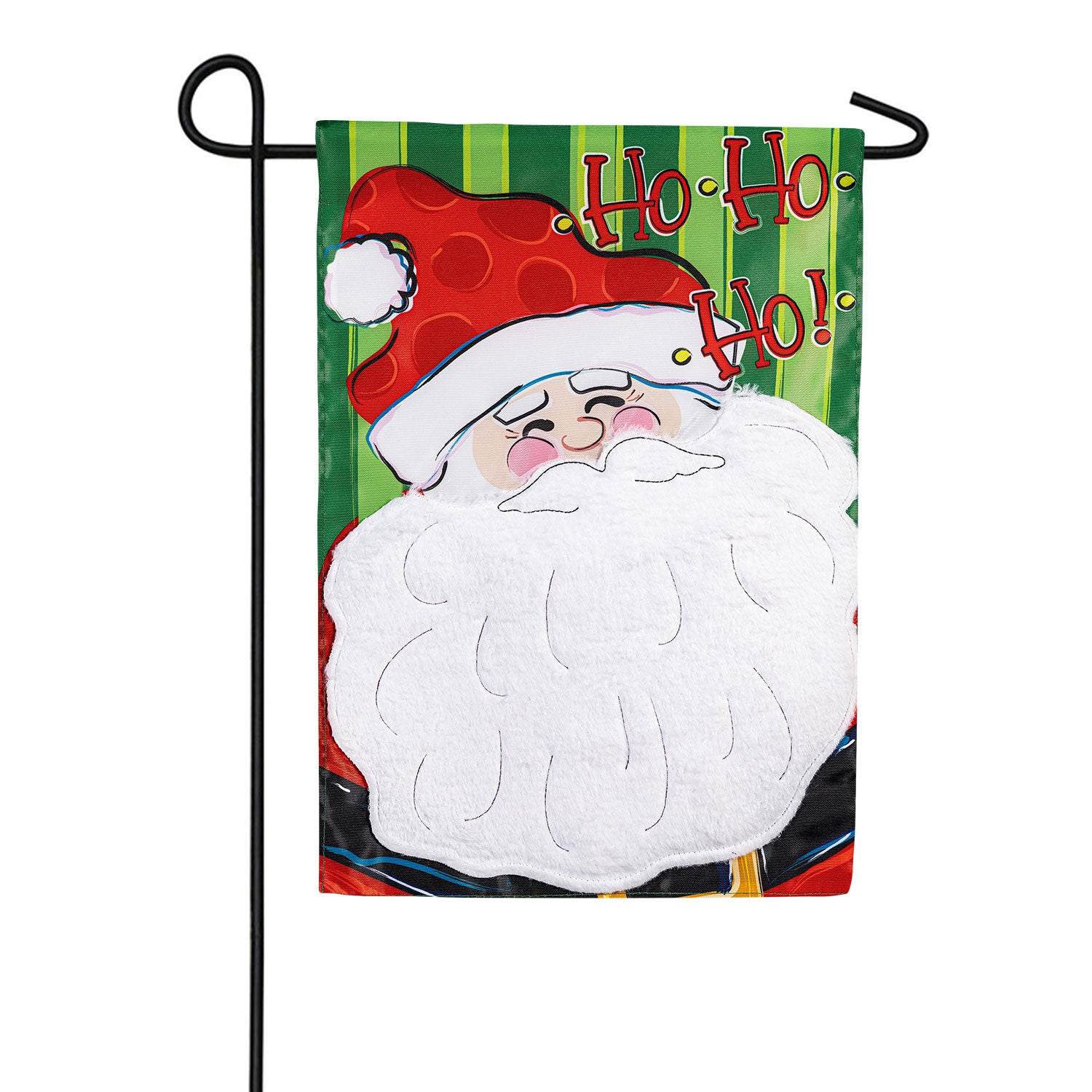 Evergreen Ho Ho Ho Santa Applique Garden Flag