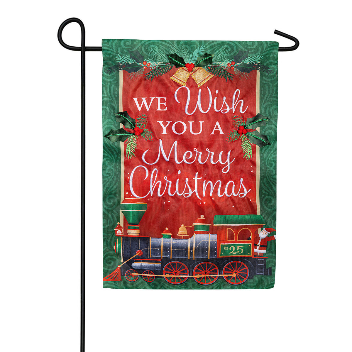 Evergreen North Pole Express Applique Garden Flag