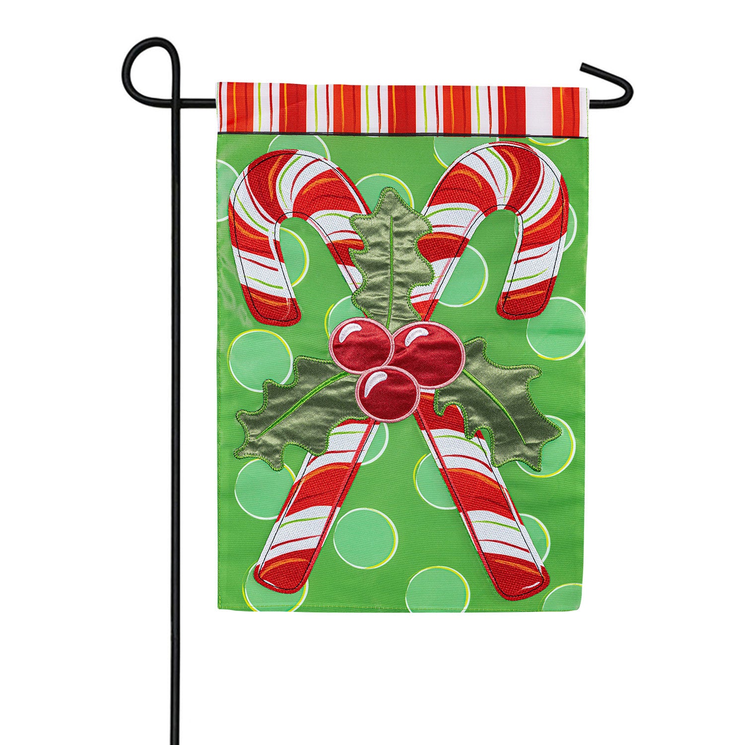 Evergreen Candy Cane Christmas Applique Garden Flag
