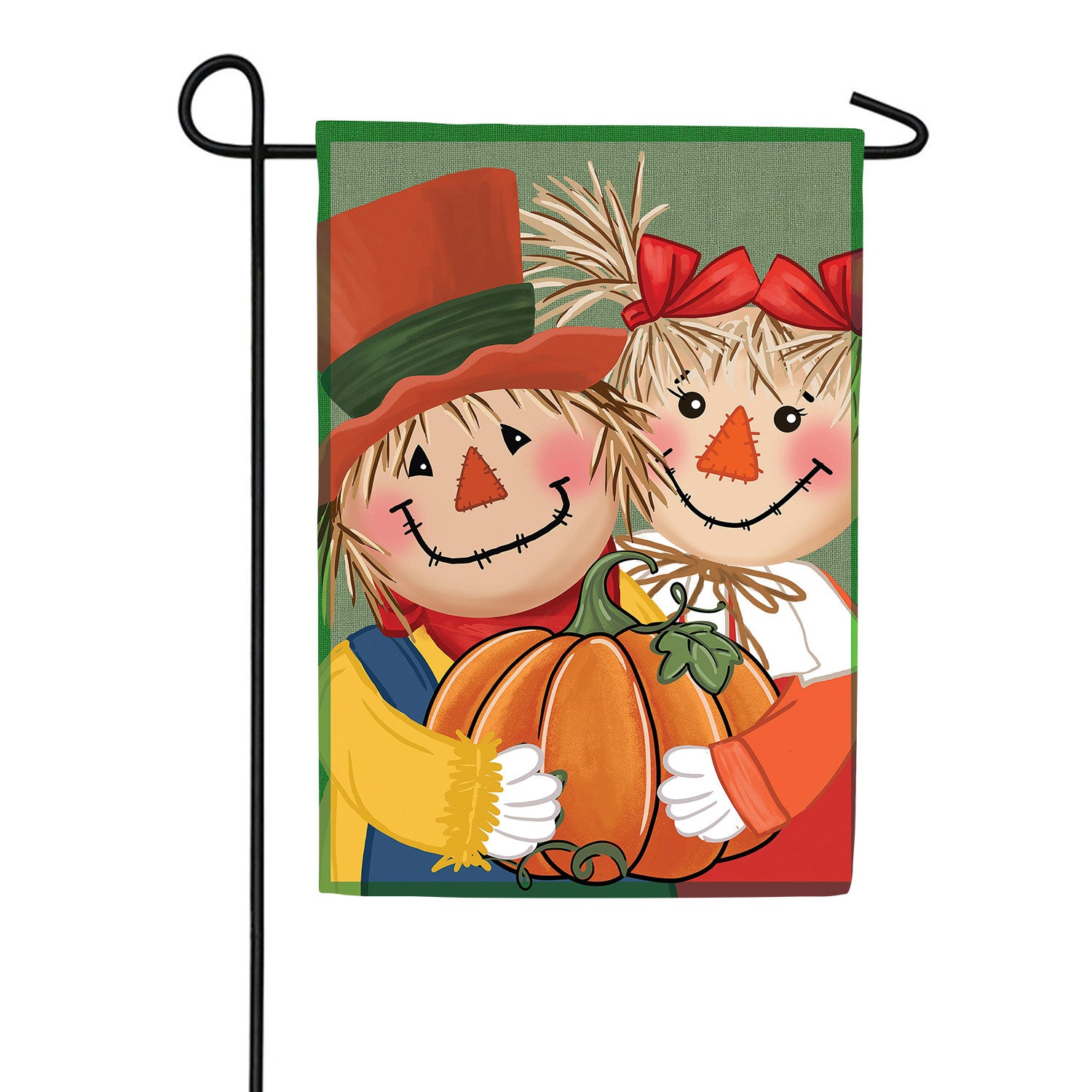 Evergreen Couple Of Scarecrows Applique Garden Flag