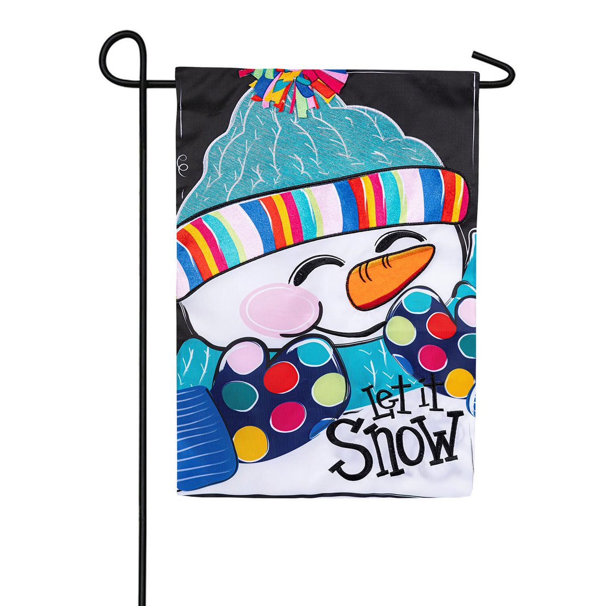 Let It Snow-Man Applique Garden Flag
