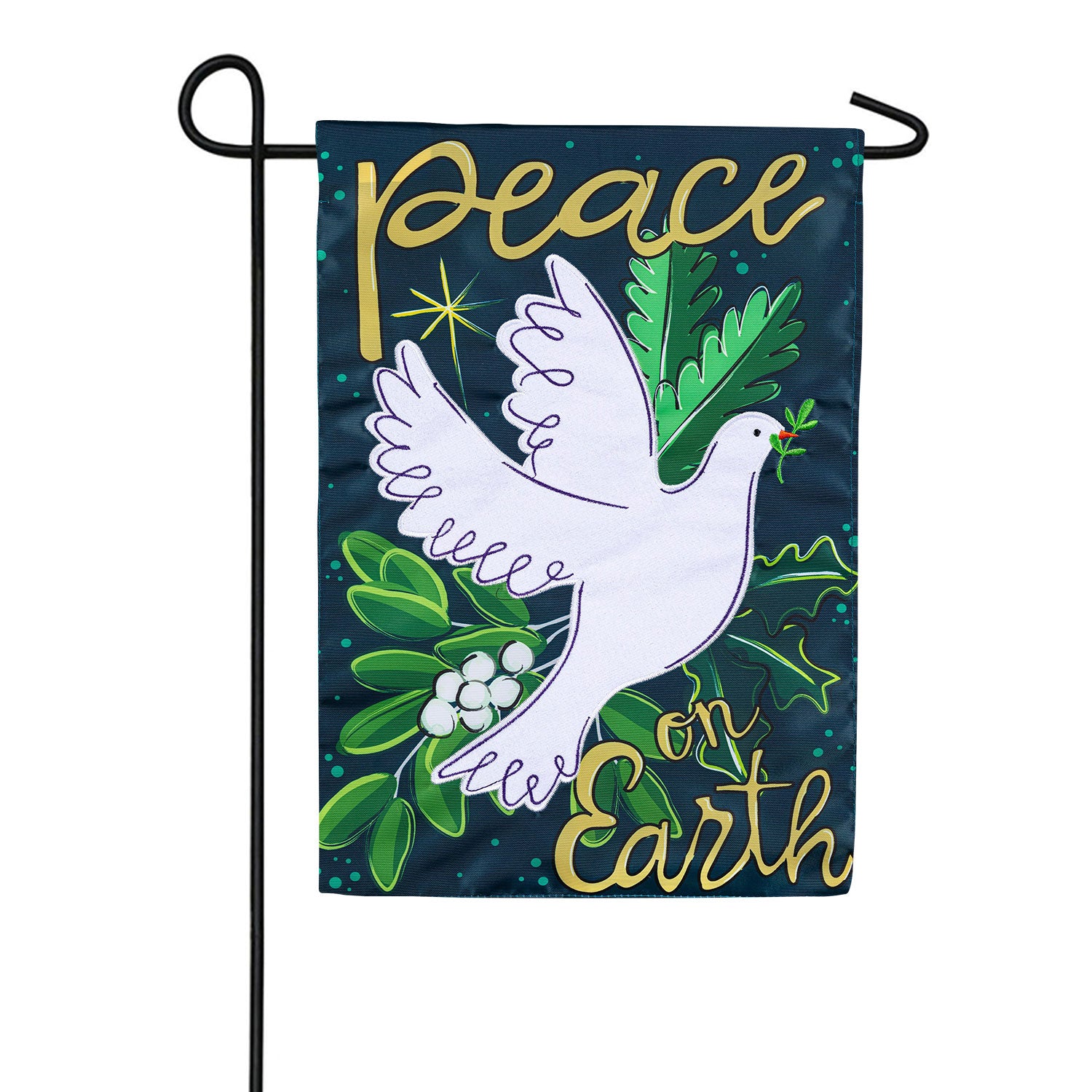 Peace On Earth Applique Garden Flag