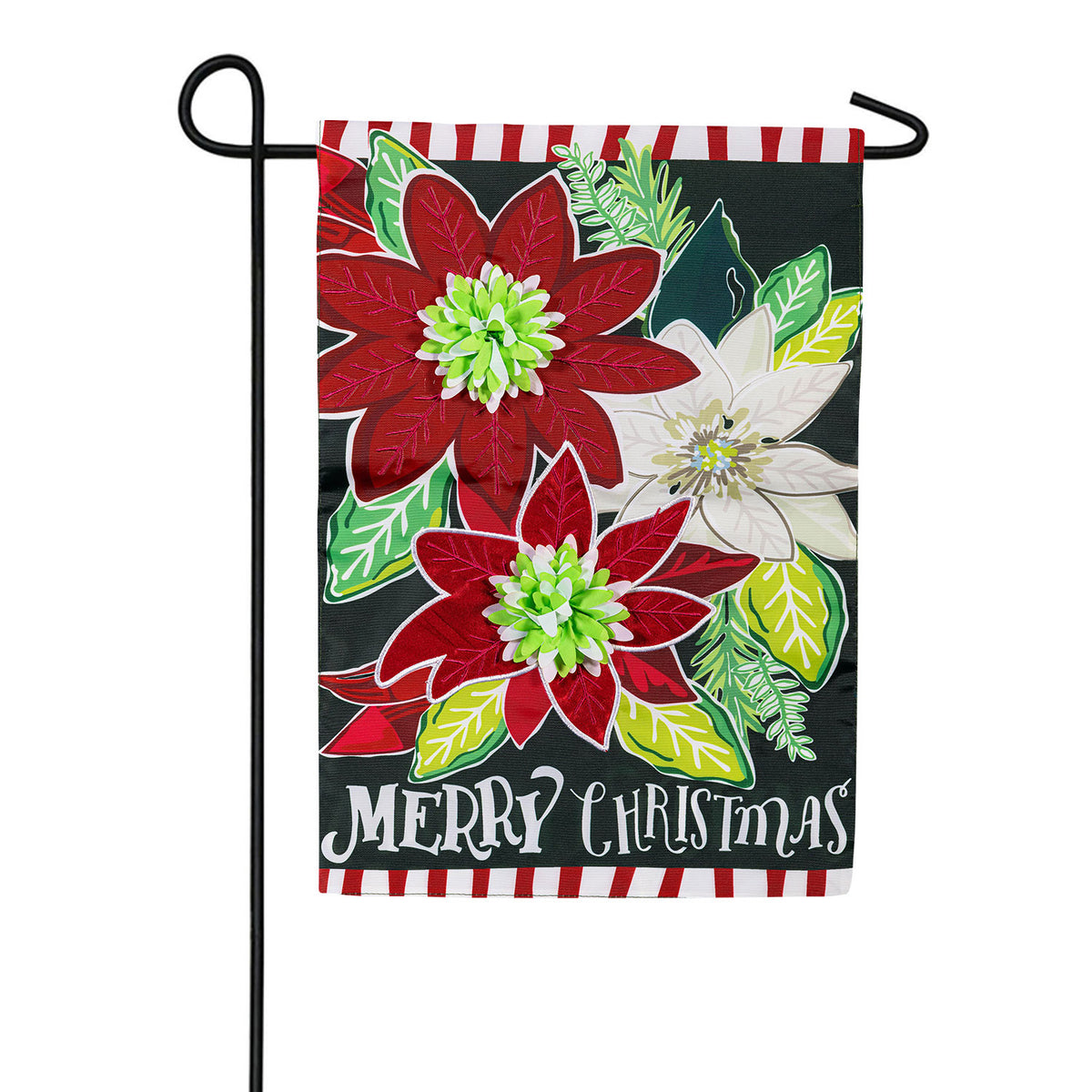 Holiday Poinsettia Applique Garden Flag