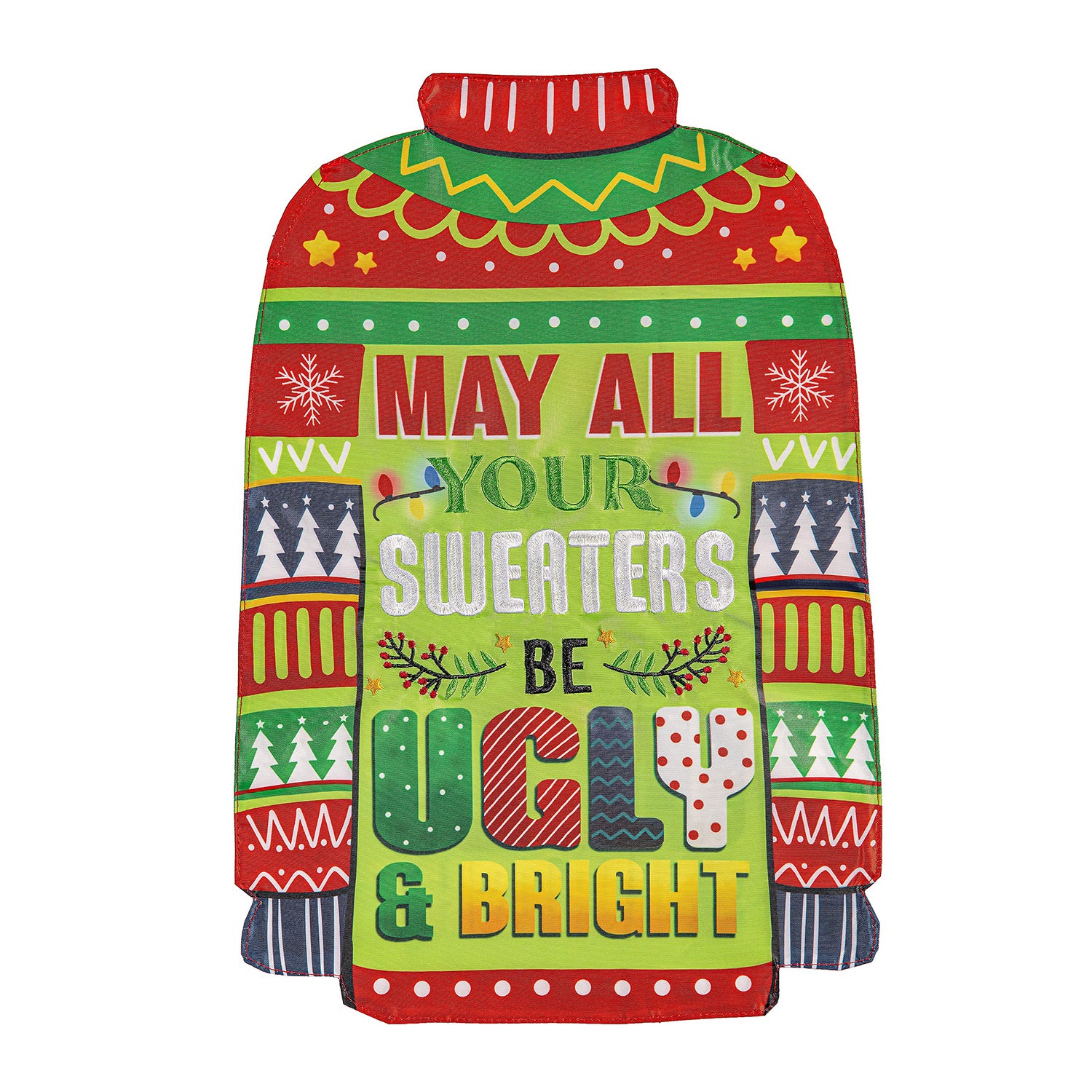 Ugly Sweater Shaped Applique Garden Flag