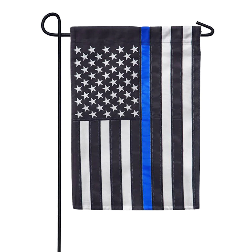 Thin Blue Line American Appliqued Garden Flag