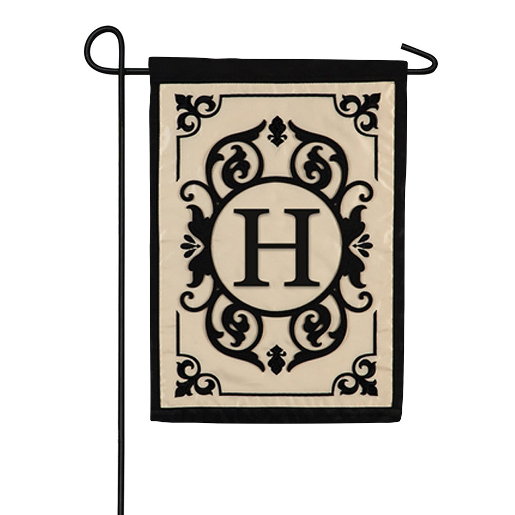 Cambridge Monogram Flag - H Applique Garden Flag