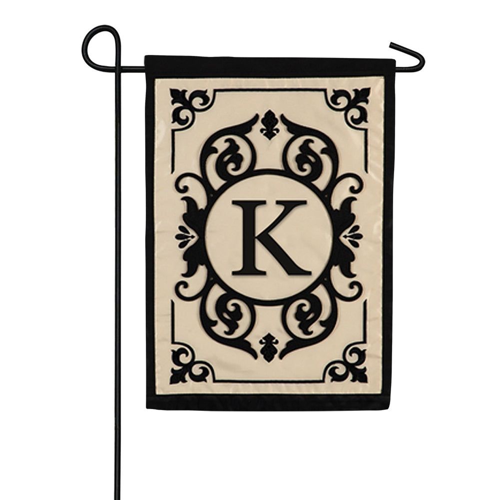 Cambridge Monogram Flag - K Applique Garden Flag