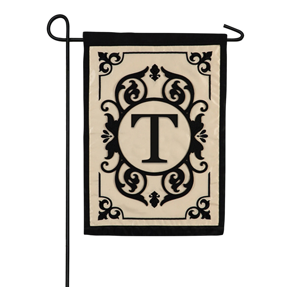 Cambridge Monogram Flag - T Applique Garden Flag