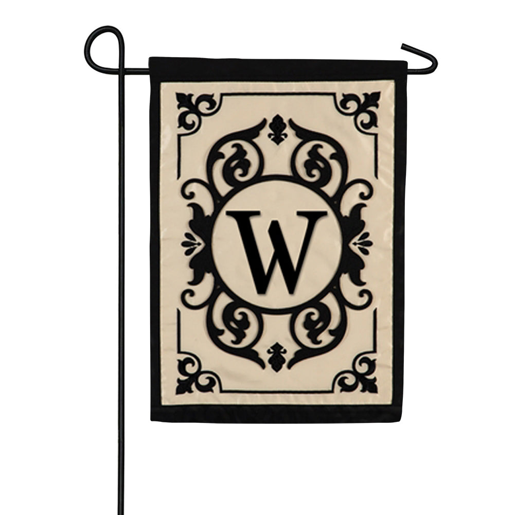 Cambridge Monogram Flag - W Applique Garden Flag