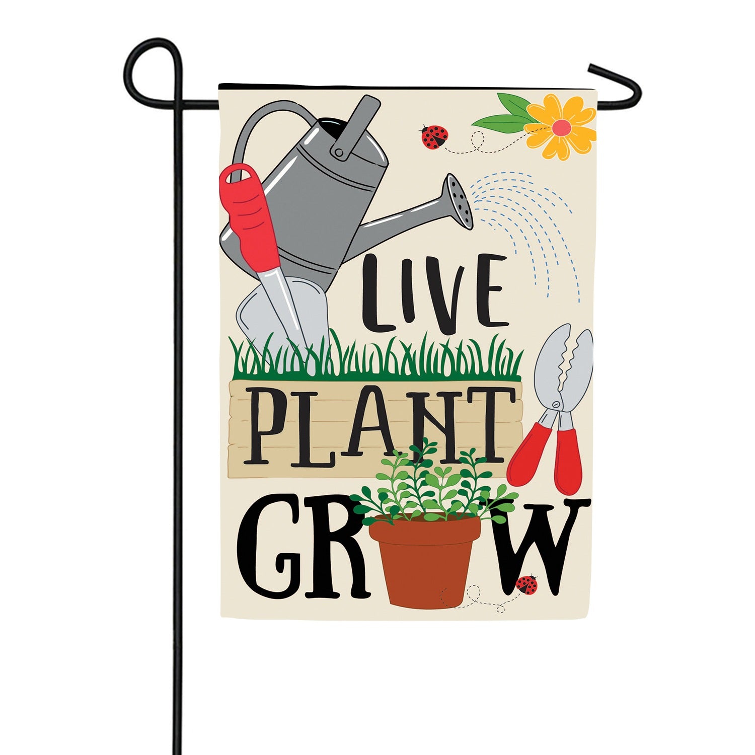 Live Plant Grow Applique Garden Flag