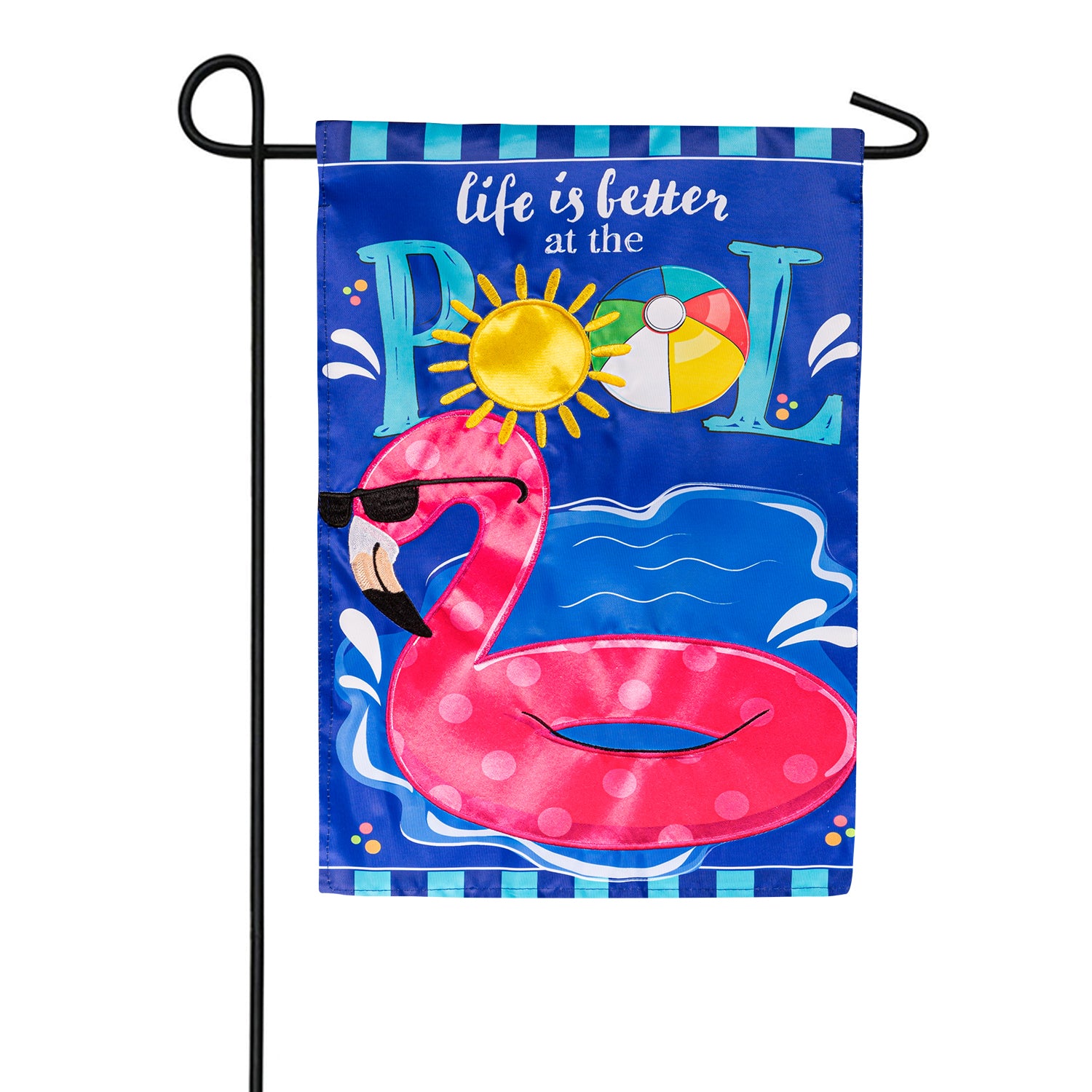 Evergreen Life is Better at the Pool Appliqued Garden Flag