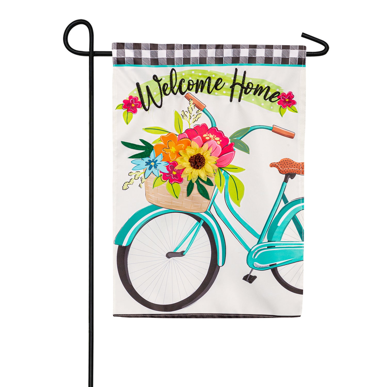 Evergreen Welcome Home Bicycle Applique Garden Flag