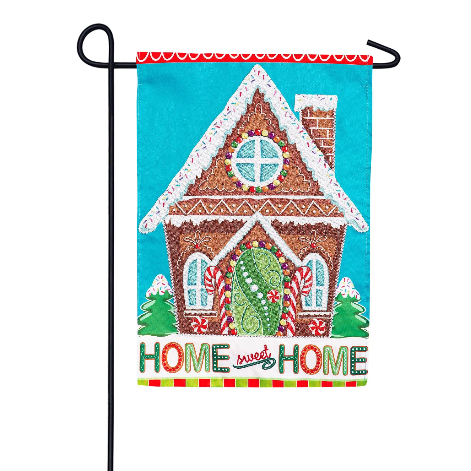 Evergreen Gingerbread Home Sweet Home Applique Garden Flag