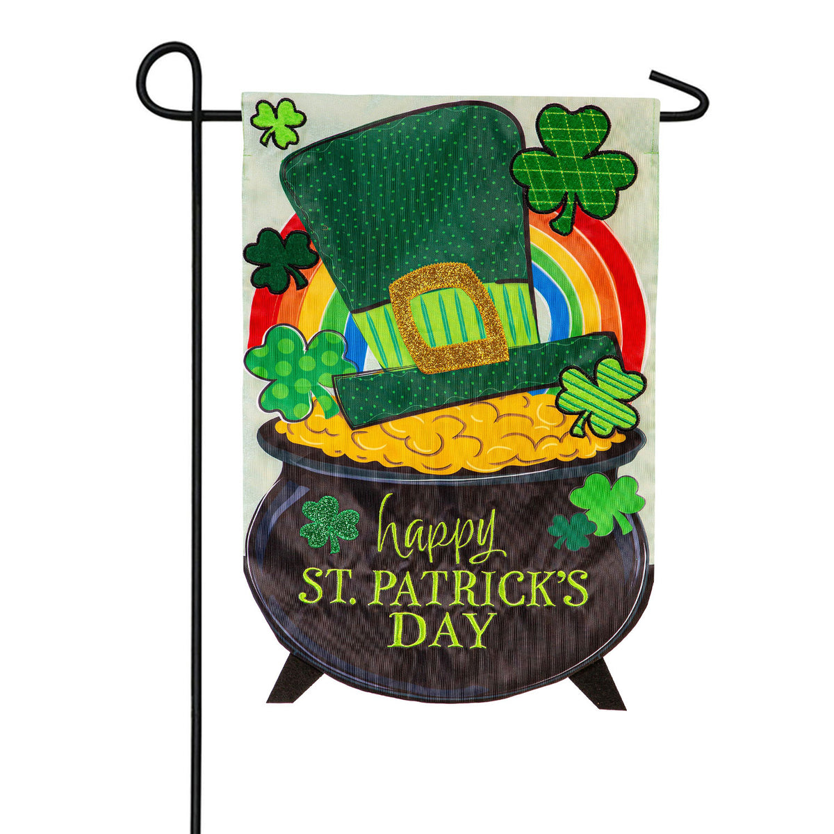 Evergreen End of the Rainbow Appliqued Garden Flag