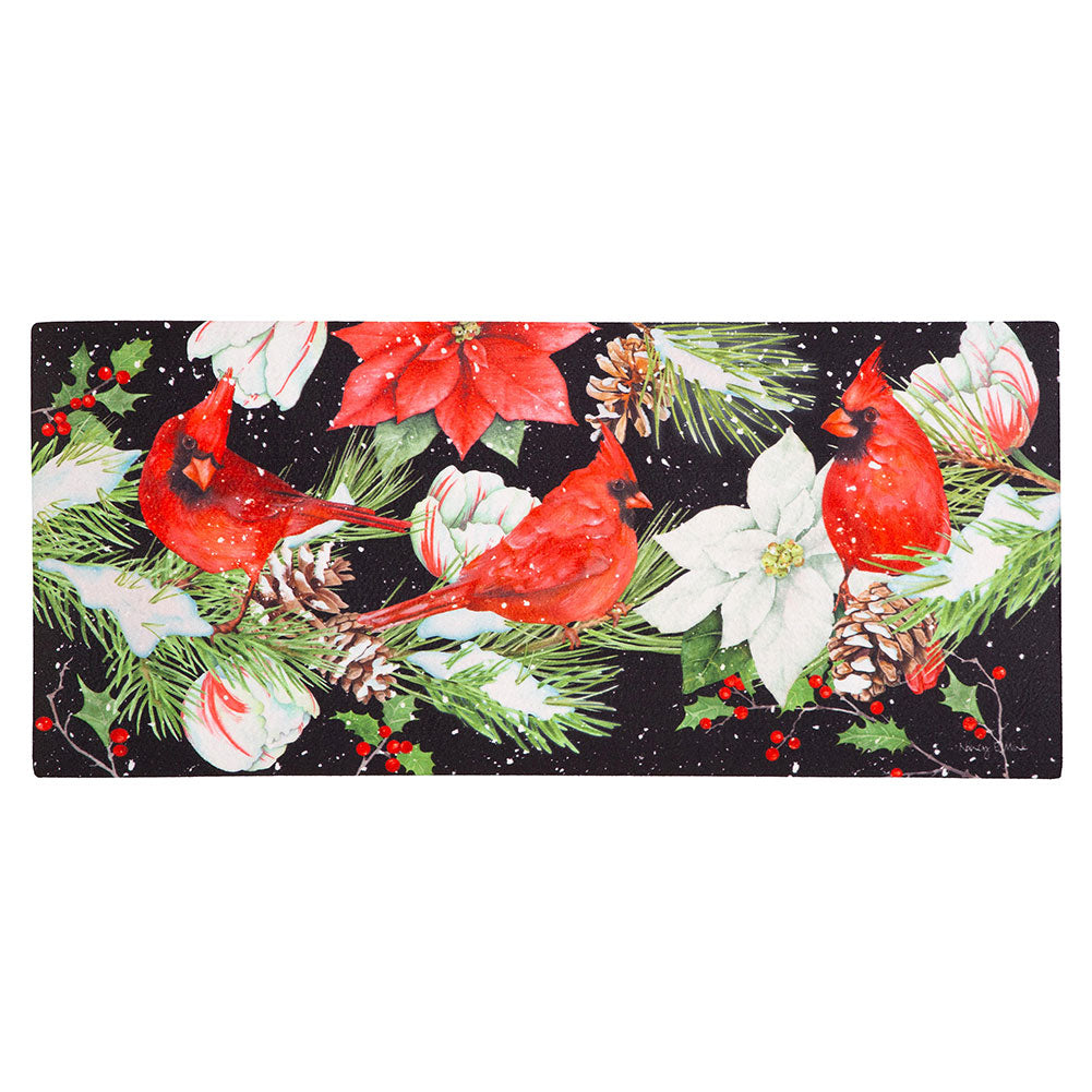 Evergreen Joyful Cardinal Winter Visit Sassafras Switch Mat