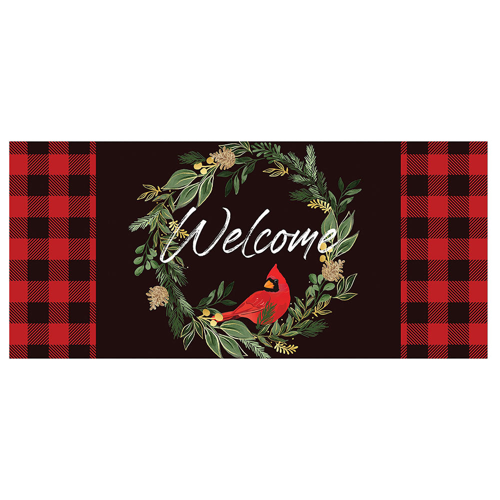 Welcoming Cardinal Wreath Sassafras Switch Mat