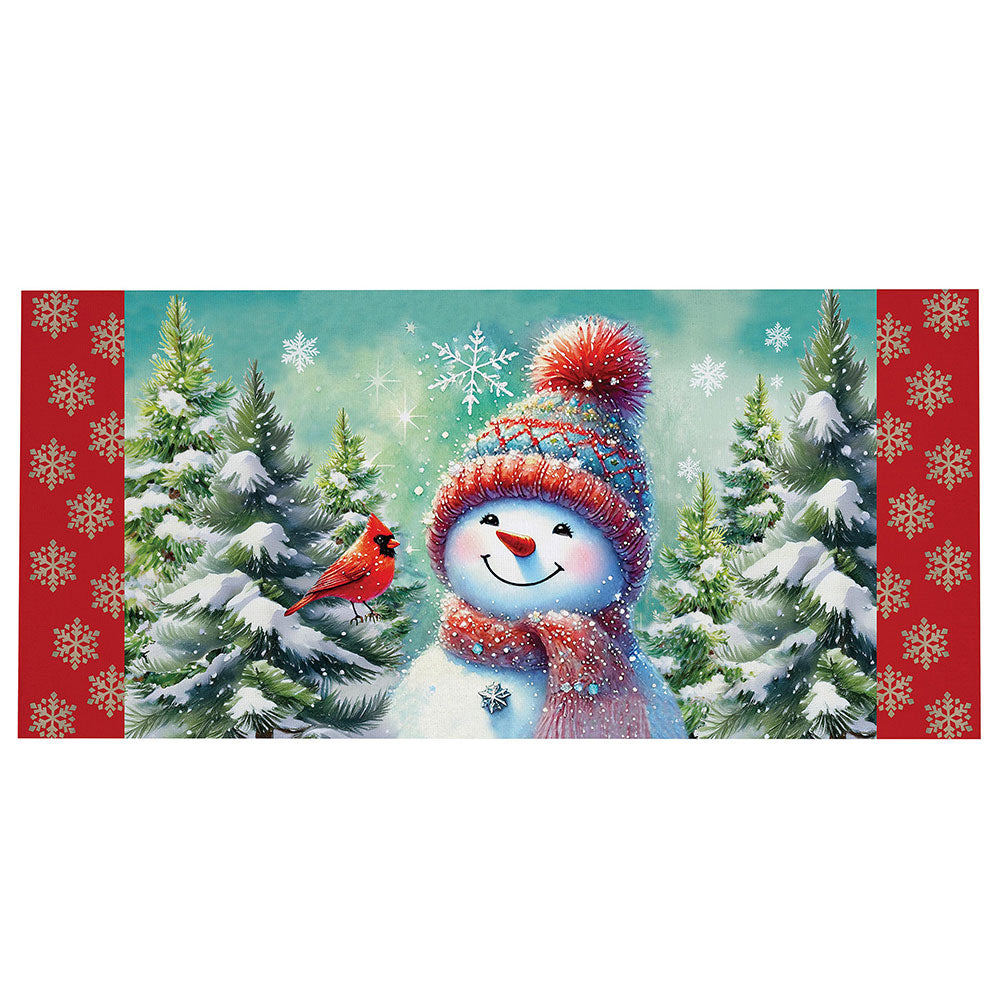 Snowman With Cardinal Friend Sassafras Switch Mat