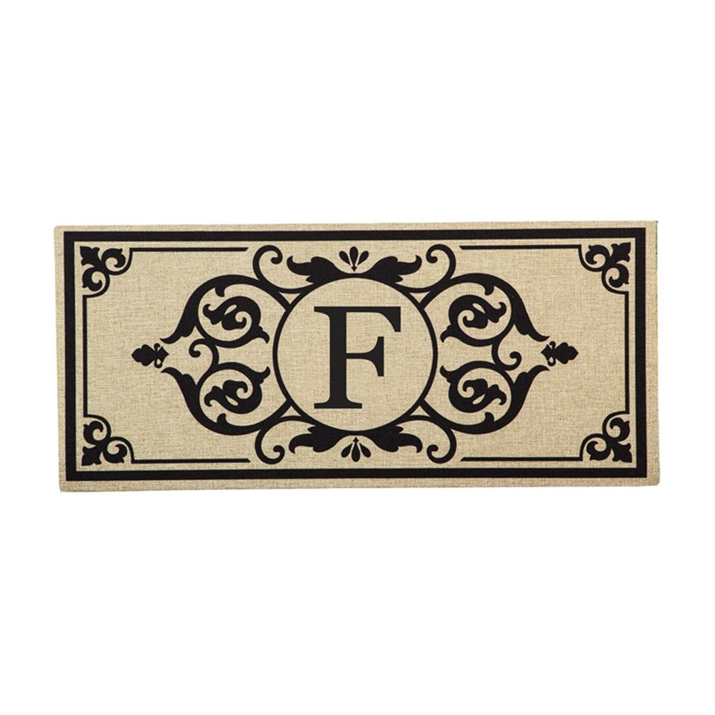 Cambridge Monogram Burlap Letter F Sassafras Switch Mat