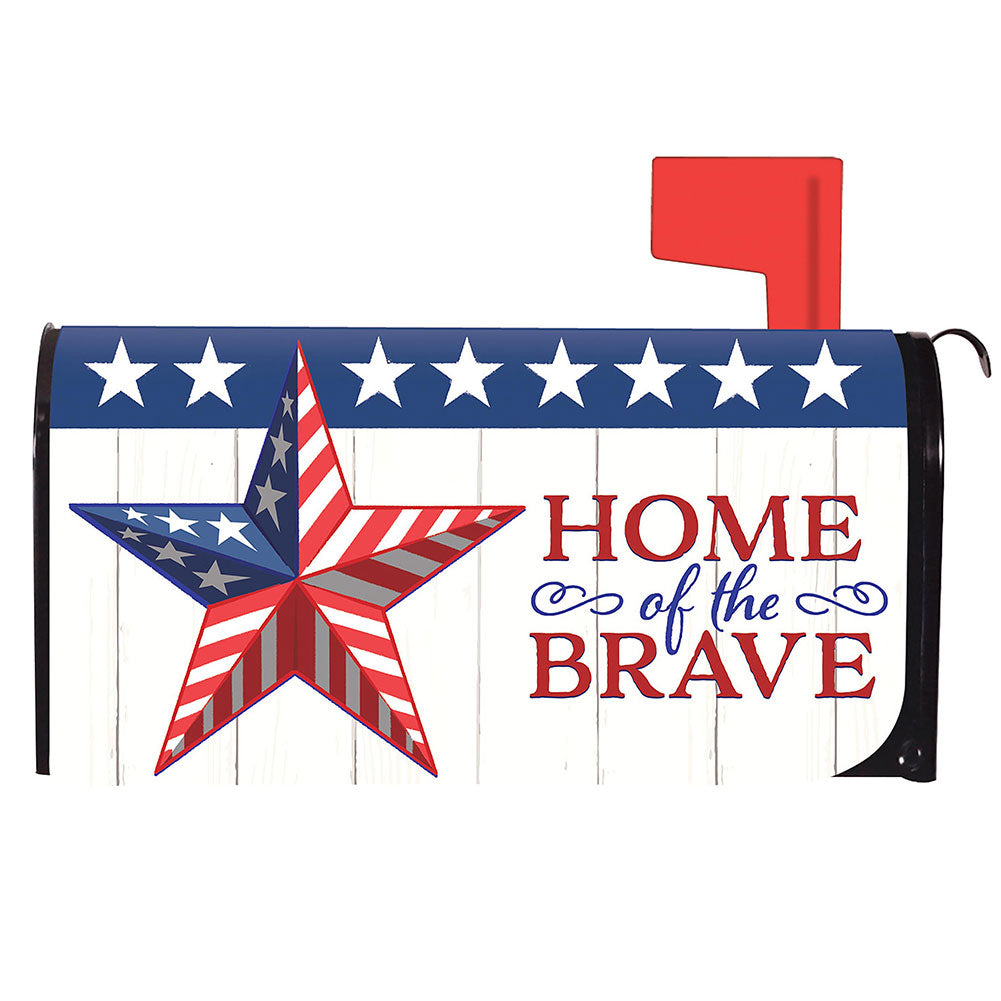 Evergreen Home Of The Brave Star Mailbox Cover