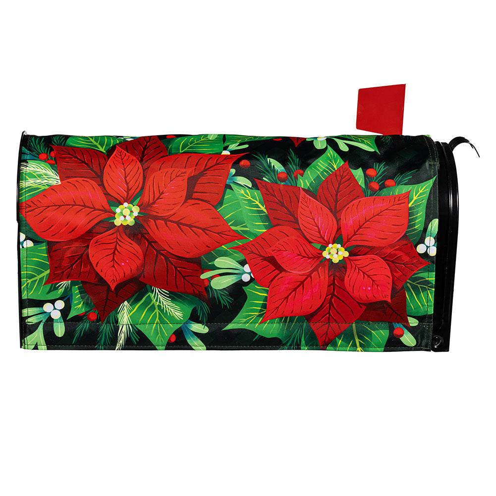 Evergreen Peace Poinsettia Mailbox Cover