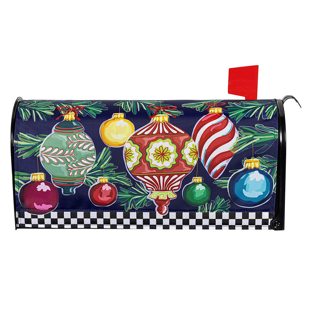 Evergreen Happy Holidays Ornaments Mailbox Cover