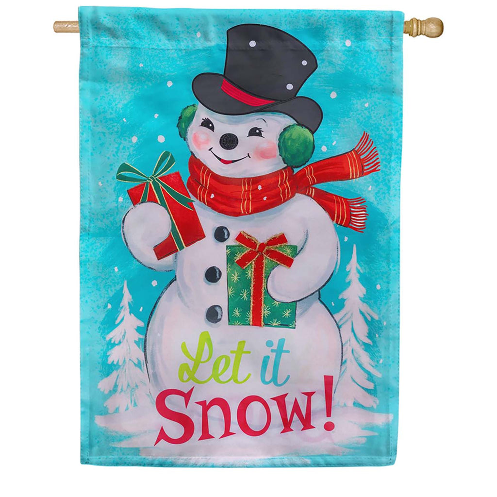 Evergreen Applique House Flag - Heartfelt Cheer Snowman