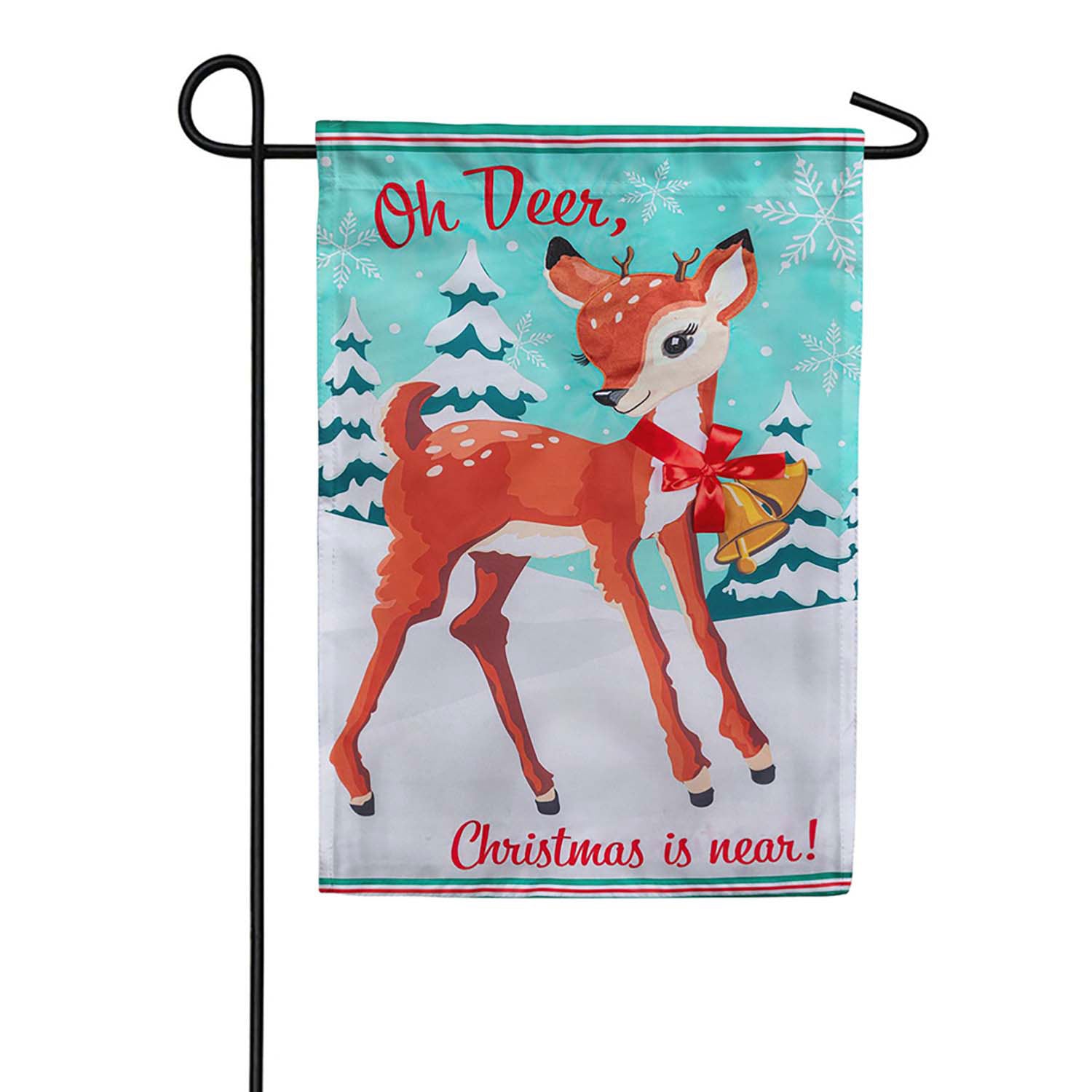 Evergreen Applique Garden Flag - Oh Deer