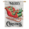 Evergreen Applique House Flag - Merry Sleigh