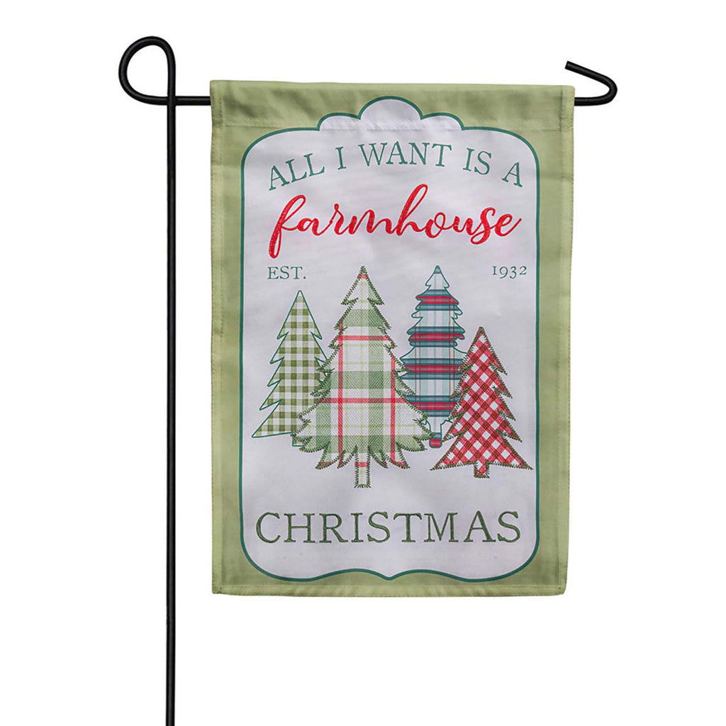 Evergreen Applique Garden Flag - Holly Homestead