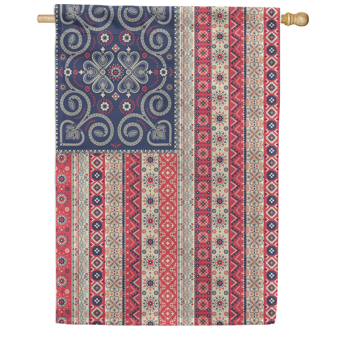 Evergreen Applique House Flag - Americana BOHO